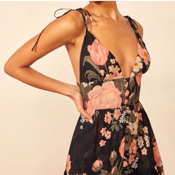 Reformation Black Floral Midi Dress - Picture 2 of 7